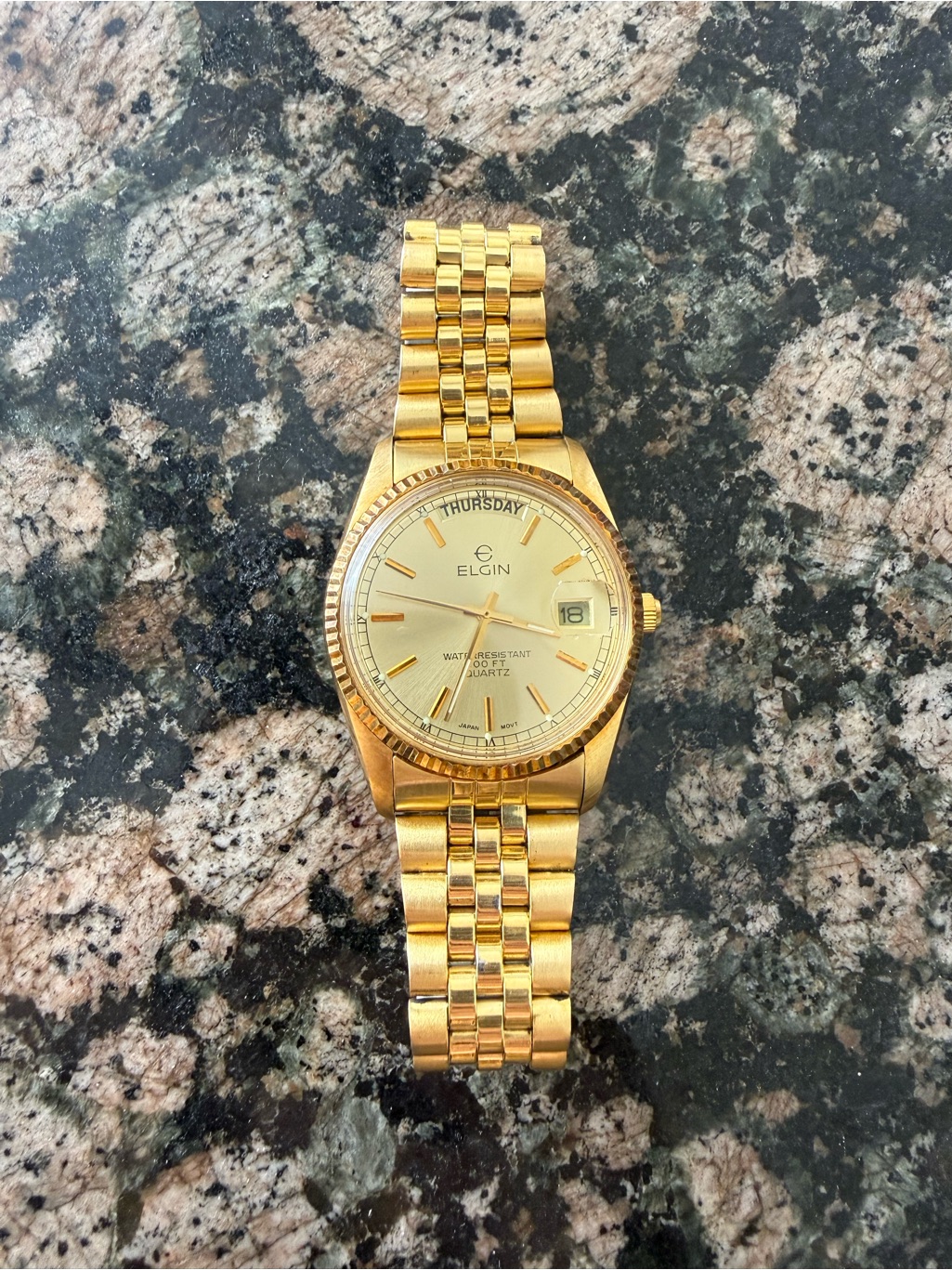 Elgin Vintage DayDate Quartz President Style Watch
